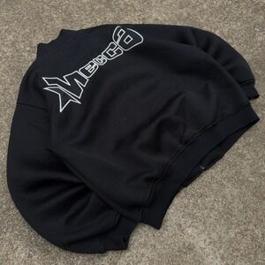 Vintage Y2K Mecca USA Mesh Zip Up Jacket Streetwear Hip Hop Black Large (b4)